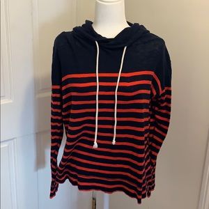 J Crew Outlet Striped Cotton Pullover Hoodie